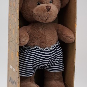 Мягкая игрушка в большой подарочной коробке  Мишка Аха "Шоколад", 33см в полосатой юбке, 904533S-4L