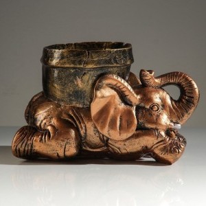 Кашпо "Слон с горшком" бронза, 16 см