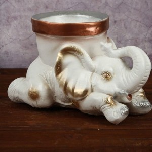 Кашпо "Слон с горшком" белый 16 см